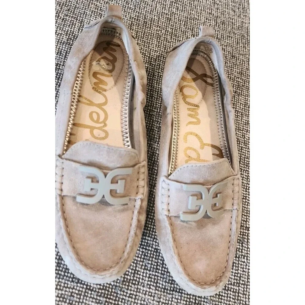 Sam Edelman Farrell Suede‎ Driving Moccasin Loafers 6.5 Gray Tan EUC